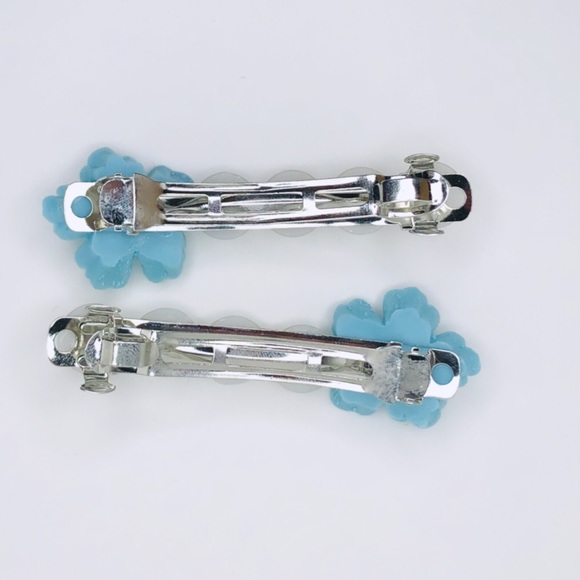 ♡ 2 for 20$ ♡ Blue Flower & Pearl Hair Clips - Picture 4 of 4